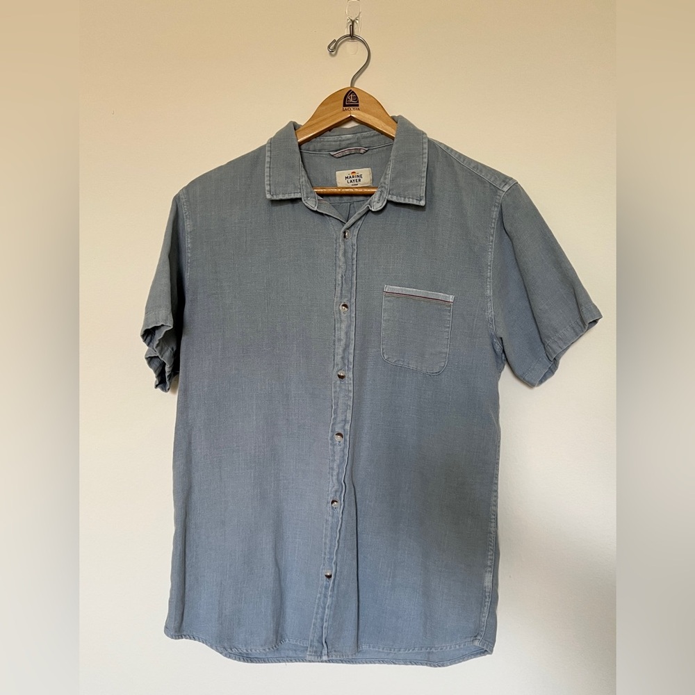 Marine Layer Casual Blue Gray Button Down Shirt